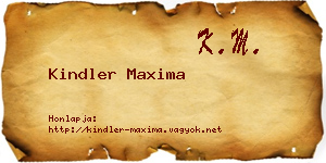 Kindler Maxima névjegykártya